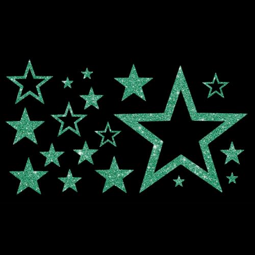 Glitzerdeals Bügelbilder Glitzer Karneval Sterne Aufbügler für Textilien Kostüm Bügelflicken Fasching Patch zum Aufbügeln Jade von Glitzerdeals