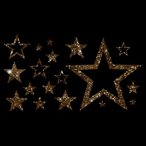 Glitzerdeals Bügelbilder Glitzer Bügelbilder Karneval Sterne Stern Aufbügler für Textilien Karneval Kostüm Sterne Bügelflicken Stern Fasching Patch zum Aufbügeln Sterne schwarzgold von Glitzerdeals