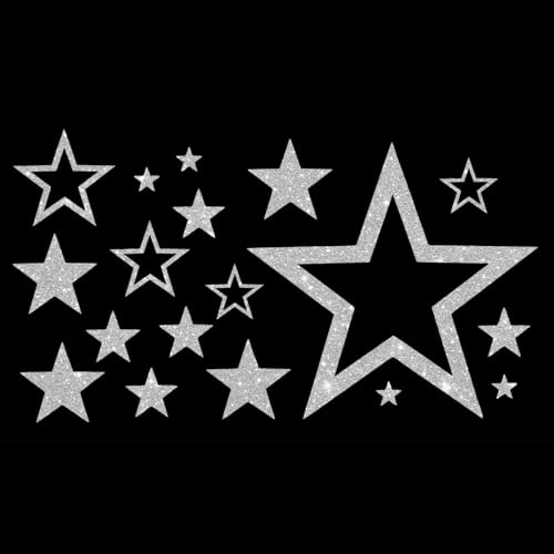 Glitzerdeals Bügelbilder Glitzer Bügelbilder Karneval Sterne Stern Aufbügler für Textilien Karneval Kostüm Sterne Bügelflicken Stern Fasching Patch zum Aufbügeln Sterne silber von Glitzerdeals
