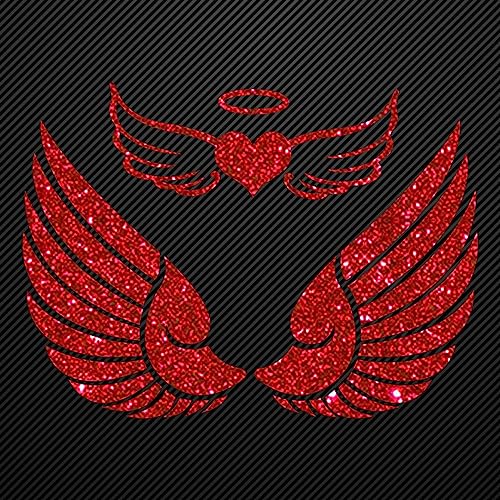 Glitzerdeals Bügelbild Glitzer Flügel 2er Set Glitzerflügel rot Glitzerbild zum Aufbügeln Flügel Glitzerflex Engelsflügel Bling Aufbügler Flügel von Glitzerdeals