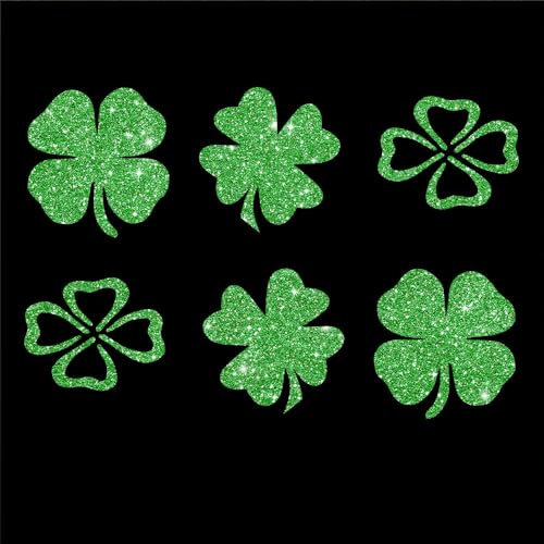 Glitzerdeals Bügelbilder Glitzer Kleeblätter Glitter Kleeblatt Set hellgrün Aufbügler für Textilien Karneval Kostüm Kleeblatt Bügelflicken Glücksblatt Fasching Patch zum Aufbügeln Kleeblatt von Glitzerdeals