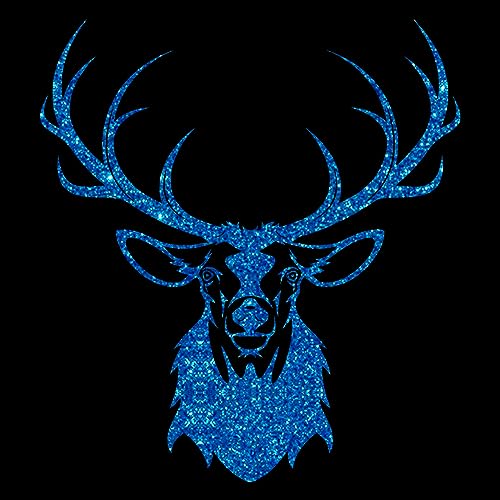 Glitzerdeals Bügelbilder Glitzer Oktoberfest Hirsch mit Geweih blau Aufbügler für Textilien Karneval Kostüm Hirsch Bügelflicken Oktoberfest Fasching Patch zum Aufbügeln Hirsch von Glitzerdeals