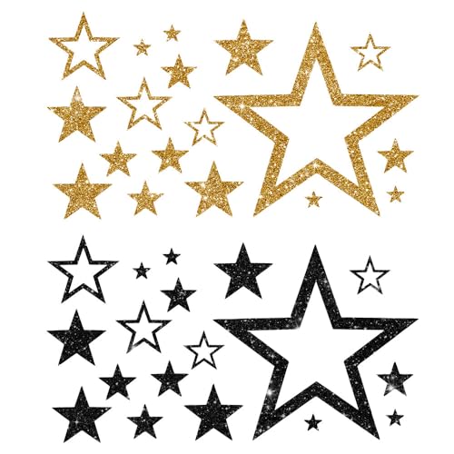Glitzerdeals Bügelbilder Glitzer Sterne im Set 2-farbig Stern Aufbügler für Textilien Karneval Kostüm Sterne Bügelflicken Stern Fasching Patch zum Aufbügeln Sterne gold-schwarz Glitzerdeals Bügelbilder Glitzer Sterne im Set 2-farbig Stern Aufbügler für Textilien Karneval Kostüm Sterne Bügelflicken Stern Fasching Patch zum Aufbügeln Sterne gold-schwarz von Glitzerdeals
