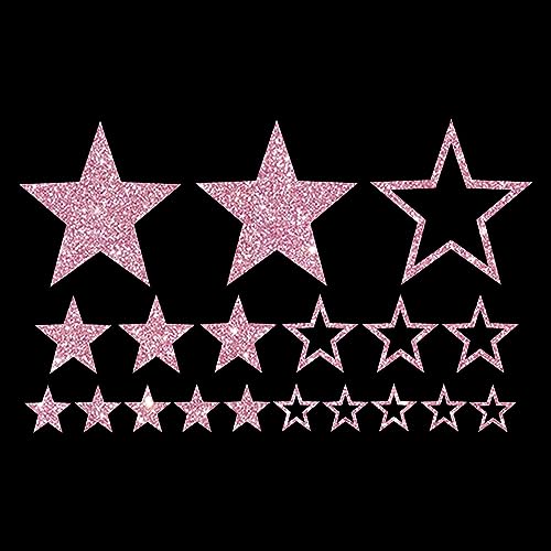 Glitzerdeals Bügelbild Glitzer Sterne im Set flamingo Glitzerbild zum Aufbügeln Sterne Glitzerflex Stern Bling Aufbügler Sterne von Glitzerdeals