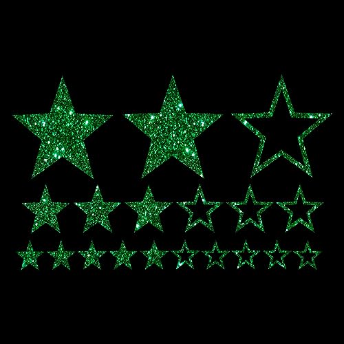 Glitzerdeals Bügelbild Glitzer Sterne im Set grün Glitzerbild zum Aufbügeln Sterne Glitzerflex Stern Bling Aufbügler Sterne von Glitzerdeals