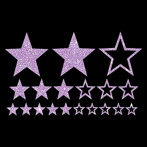 Glitzerdeals Bügelbilder Glitzer Sterne im Set lila Aufbügler für Textilien Karneval Kostüm Sterne Bügelflicken Stern Fasching Patch zum Aufbügeln Sterne von Glitzerdeals