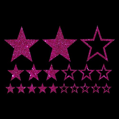 Glitzerdeals Bügelbild Glitzer Sterne im Set pink Glitzerbild zum Aufbügeln Sterne Glitzerflex Stern Bling Aufbügler Sterne von Glitzerdeals