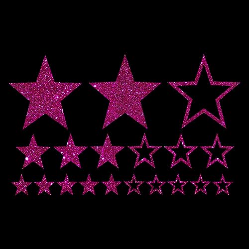 Glitzerdeals Bügelbilder Glitzer Sterne im Set pink Aufbügler für Textilien Karneval Kostüm Sterne Bügelflicken Stern Fasching Patch zum Aufbügeln Sterne von Glitzerdeals