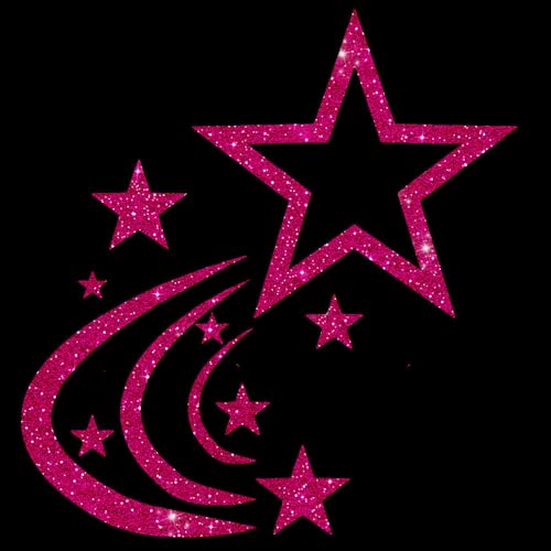 Glitzerdeals Bügelbilder Glitzer Sternschnuppe und Sterne Sternenschweif pink Aufbügler für Textilien Karneval Kostüm Sternschnuppe Bügelflicken Sterne Fasching Patch zum Aufbügeln Sternschnuppe von Glitzerdeals