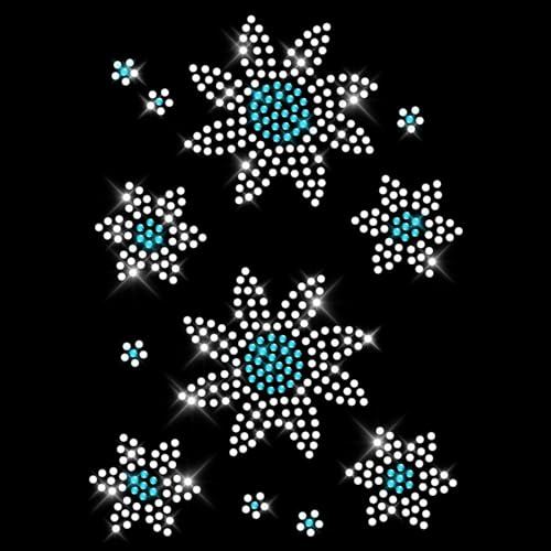 Glitzerdeals Bügelbilder Karneval Strass Blumen im Set kleine Bügelbilder hellblau Aufbügler für Textilien Blumen Bügelmotiv Blume Strass Bügelbild Blumen von Glitzerdeals