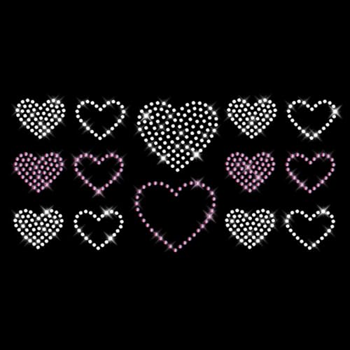 Glitzerdeals Bügelbilder Karneval Strass Herzen rosa und kristall im Set Aufbügler für Textilien Herz Bügelmotiv Herzen Strass Bügelbild Herz von Glitzerdeals