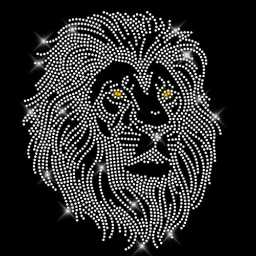 Glitzerdeals Bügelbilder Karneval Strass Löwe Löwenkopf mit golden Augen Aufbügler für Textilien Löwe Bügelmotiv Löwenkopf Strass Bügelbild Löwe von Glitzerdeals