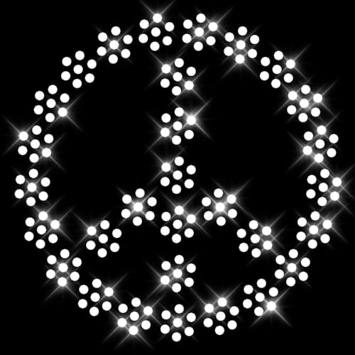 Glitzerdeals Bügelbild mit Strasssteinen - Peace Symbol aus Blumen - 210 Strasssteine - ca. 110 x 110 mm - Für Textilien - Inkl. Anleitung von Glitzerdeals