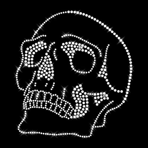 Glitzerdeals Bügelbild Strass Totenkopf großer Schädel kristall Strassmotiv zum Aufbügeln Totenkopf Bügelmotiv Skull Strass Aufbügler Totenkopf von Glitzerdeals