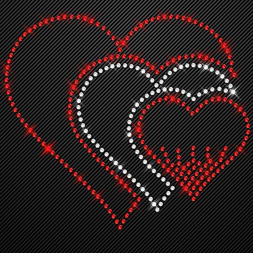 Glitzerdeals Bügelbilder aus Strass 3 Herzen zweifarbig kristall und rot Aufbügler für Textilien Karneval Kostüm Herz Strassmotiv Liebe Aufbügler Glitzer Love von Glitzerdeals