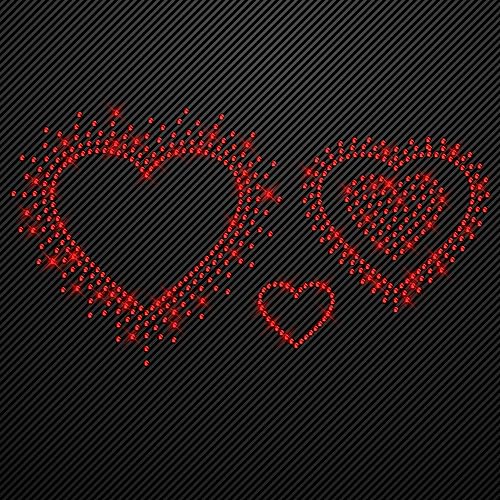 Glitzerdeals Bügelbild aus Strass Herzen 3er Set rot Glitzerbild zum Aufbügeln Herz Strassmotiv hearts Aufbügler Glitzer Love Set von Glitzerdeals