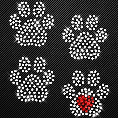 Glitzerdeals Bügelbild aus Strass Hundepfoten 4 Pfoten mit Herz Glitzerbild zum Aufbügeln Pfoten Strassmotiv Pfote Aufbügler Glitzer Hundepfoten von Glitzerdeals
