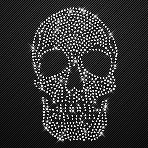 Glitzerdeals Bügelbilder aus Strass Totenkopf kristall Aufbügler für Textilien Karneval Kostüm Totenkopf Strassmotiv Schädel Skull Glitzer von Glitzerdeals