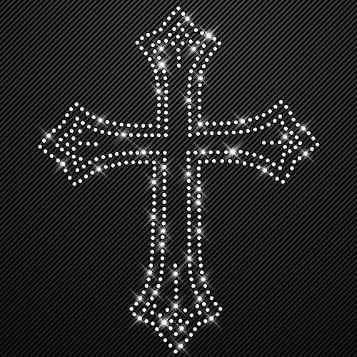 Glitzerdeals Bügelbilder aus Strass große Kreuz kristall Aufbügler für Textilien Karneval Kostüm Kreuz Strassmotiv Gothic Aufbügler Glitzer Faith von Glitzerdeals