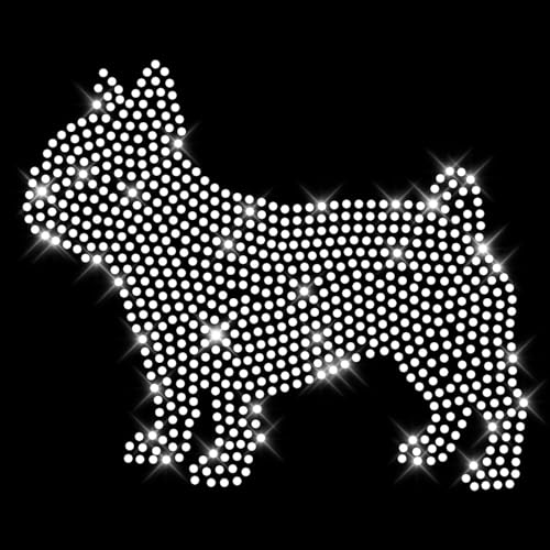Glitzerdeals Bügelbilder Karneval Strass Französische Bulldogge Silhouette Aufbügler für Textilien Bulldogge Bügelmotiv Französische Bulldogge Strass Bügelbild Bulldogge von Glitzerdeals