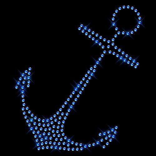 Glitzerdeals Bügelbilder Karneval Strass funkelnder Anker ohne Umriss Anker Aufbügler für Textilien Anker Bügelmotiv Strass Anker Fasching Patch zum Aufbügeln Anker von Glitzerdeals