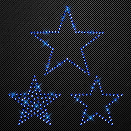 Glitzerdeals Bügelmotiv 3 Sterne blau Strassmotiv zum Aufbügeln Aufbügler – Bügelbild Strass auf Transferfolie mit Anleitung Hot-fix iron-on-transfer von Glitzerdeals