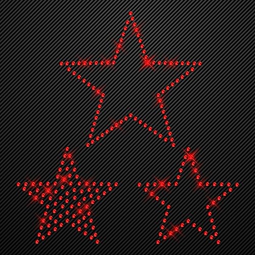 Glitzerdeals Bügelmotiv 3 Sterne rot Strassmotiv zum Aufbügeln Aufbügler – Bügelbild Strass auf Transferfolie mit Anleitung Hot-fix iron-on-transfer von Glitzerdeals