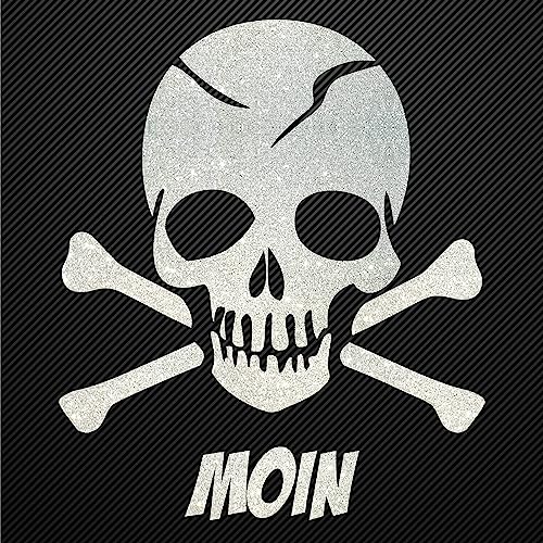 Glitzerdeals Bügelbilder Karneval Aufbügler Totenkopf mit Knochen und Moin Schriftzug Bügelbild Glitter Totenköpfe Bügelmotiv Schädel skull iron on design skull with bones weiß Glitzerdeals Bügelbilder Karneval Aufbügler Totenkopf mit Knochen und Moin Schriftzug Bügelbild Glitter Totenköpfe Bügelmotiv Schädel skull iron on design skull with bones weiß von Glitzerdeals