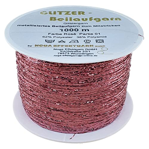 Glitzer-Beilaufgarn auf 1000 Meter Spulen in der Farbe Rosé von Glitzergarn