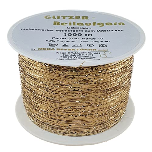 Glitzer-Beilaufgarn auf 1000 Meter Spulen in verschiedenen Farben (Gold) von Glitzergarn