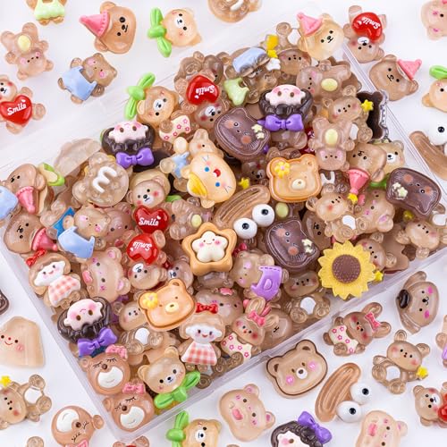 Braune Schleim-Charms, verschiedene süße Dekoden-Verzierungen, Kawaii-Schleim-Zubehör, Süßigkeiten-Herz-Bär, flache Rückseite, Gelee-Harz-Anhänger für Handyhüllen, Scrapbooking, Basteln und Braune Schleim-Charms, verschiedene süße Dekoden-Verzierungen, Kawaii-Schleim-Zubehör, Süßigkeiten-Herz-Bär, flache Rückseite, Gelee-Harz-Anhänger für Handyhüllen, Scrapbooking, Basteln und von Glitzest