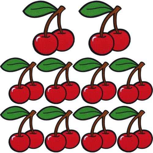 Glixoft 10 Stück Kirsch-Stickerei-Applikationen, Fruchtförmige Kleidungsaufkleber, Niedliche Aufnäher Zum Aufbügeln, Aufkleber Zur Reparatur Von Kleidungsstücken Für Die DIY-nähherstellung Glixoft 10 Stück Kirsch-Stickerei-Applikationen, Fruchtförmige Kleidungsaufkleber, Niedliche Aufnäher Zum Aufbügeln, Aufkleber Zur Reparatur Von Kleidungsstücken Für Die DIY-nähherstellung von Glixoft