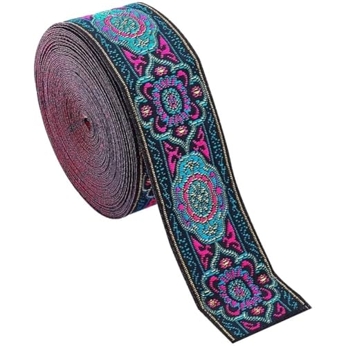Glixoft 7 M Ethno-Spitzen-jacquardband, Besticktes Webband, Jacquard-bandbesatz, Floraler Stoffbesatz, Gewebter Besatz Für Bekleidungszubehör, DIY-Handwerk von Glixoft