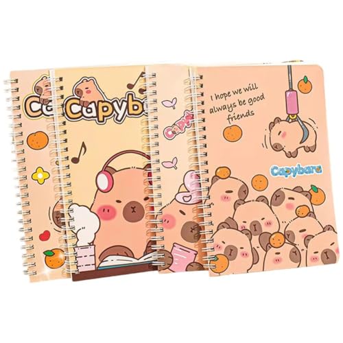 Glixoft A5-spiralnotizbücher, 4 Stück, Niedliches Capybara-reisetagebuch, Spiral-notizbuch, Notizblöcke, Memo-Tagebuch, Notizblöcke, Stationär Für Das Schulbüro Glixoft A5-spiralnotizbücher, 4 Stück, Niedliches Capybara-reisetagebuch, Spiral-notizbuch, Notizblöcke, Memo-Tagebuch, Notizblöcke, Stationär Für Das Schulbüro von Glixoft