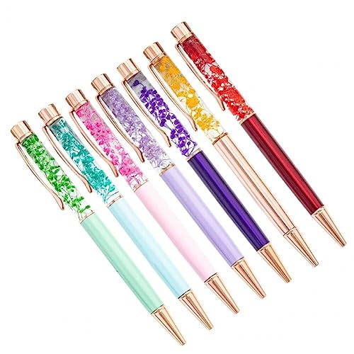 Glixoft Kugelschreiber, 7 Stück, Blumen-metallstift, Bling, Flüssiger, Getrockneter Blumenstift Für Schule, Büro, Geschenkstifte Für Weihnachten, Hochzeit, Geburtstag von Glixoft