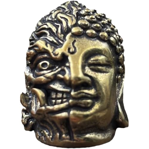 Vintage Messing Paracord Perlen, Halb Teufel Halb Buddha Gesicht Messer Lanyard Perlen Charms Anhänger Für Messer Lanyard Armband Schlüsselanhänger DIY Zubehör von Glixoft