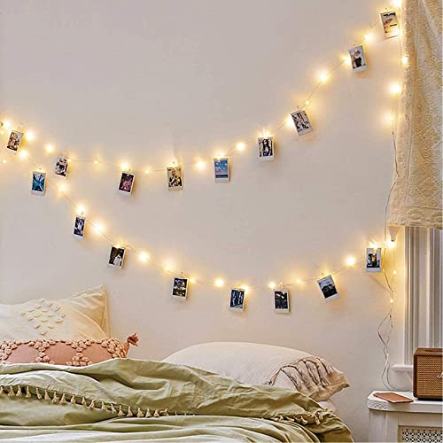 Litogo LED-Lichterkette mit 50 LEDs, Foto-Clip, 5 m, mit 30 Clips, für den Innenbereich, batteriebetrieben, Silberdraht, hängende Schnur, Fotorahmen, Dekoration für Schlafzimmer, Party, Weihnachten Litogo LED-Lichterkette mit 50 LEDs, Foto-Clip, 5 m, mit 30 Clips, für den Innenbereich, batteriebetrieben, Silberdraht, hängende Schnur, Fotorahmen, Dekoration für Schlafzimmer, Party, Weihnachten von GloBrite