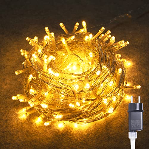GlobaLink 10M LED Lichterkette Außen, 100LEDs Lichterkette Warmweiß Strom mit 8 Modi IP44 Wasserdicht Weihnachtsbeleuchtung innen für Balkon, Garten, Geländer, Weihnachten, Innen, Außen Dekoration von GlobaLink