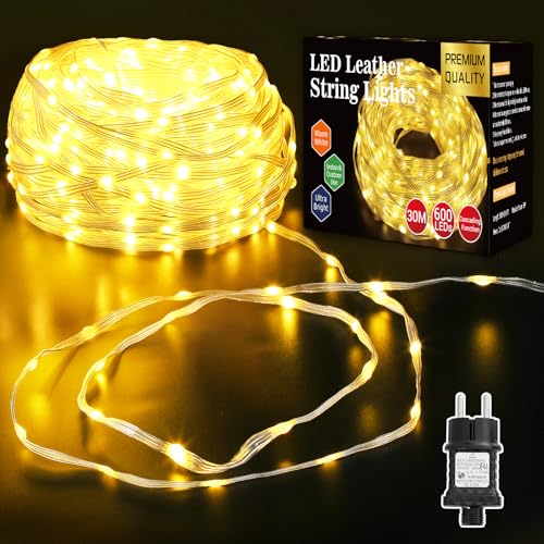 GlobaLink 30M LED Lichtschlauch, 600er LED Weihnachtsbeleuchtung Außen Strom IP65 Wasserdicht, Schlauch Lichterkette PVC-Draht 8 Modi für Innen Außen Garten Hochzeit Party Weihnachten Deko - warmweiß von GlobaLink