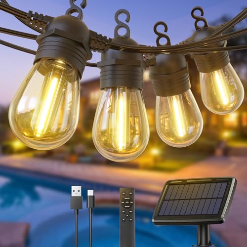 GlobaLink Lichterkette Außen Solar, 10+1 LED 12,5M Lichterkette Glühbirnen mit USB-/Solar-Lademethode, 4 Modi mit Fernbedienung Dimmbar für Gärten,Balkon,Party,Terrasse Deko Outdoor GlobaLink Lichterkette Außen Solar, 10+1 LED 12,5M Lichterkette Glühbirnen mit USB-/Solar-Lademethode, 4 Modi mit Fernbedienung Dimmbar für Gärten,Balkon,Party,Terrasse Deko Outdoor von GlobaLink
