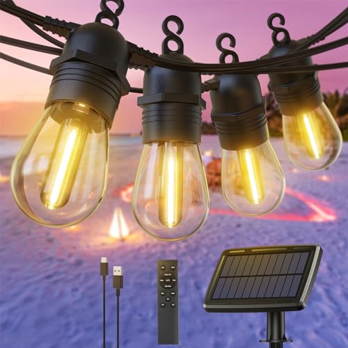 GlobaLink Lichterkette Außen Solar, 15+1 LED 17M Lichterkette Glühbirnen mit USB-/Solar-Lademethode, 4 Modi mit Fernbedienung Dimmbar für Gärten,Balkon,Party,Terrasse Deko Outdoor GlobaLink Lichterkette Außen Solar, 15+1 LED 17M Lichterkette Glühbirnen mit USB-/Solar-Lademethode, 4 Modi mit Fernbedienung Dimmbar für Gärten,Balkon,Party,Terrasse Deko Outdoor von GlobaLink