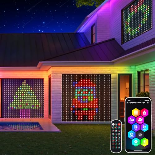 GlobaLink Smart Lichterketten Vorhang, 400 RGB-LEDs Lichtervorhang 2Mx2M mit Fernbedienung/APP Musik, Dynamisch DIY – Für Hochzeiten, Party, Schlafzimmer, Hintergrund, Weihnachten & Heimdekoration von GlobaLink