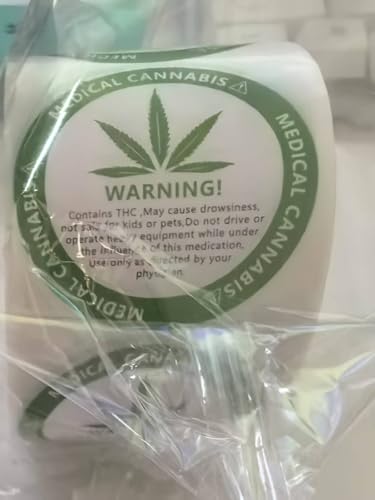THC-Warnaufkleber – 1,5" Runde Klebeetiketten für Cannabis – Für Beutel, Gläser, Phiolen & Behälter – Medizinisches Marihuana Sicherheitsetikett – Leicht abziehbare Rolle, 500 Stück(Grün) von Global-Daily