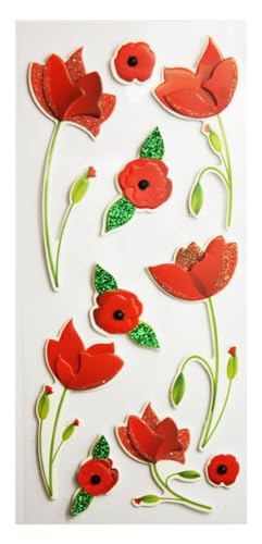 Aufkleber mit Glitzerrelief - Rote Blumen Aufkleber mit Glitzerrelief - Rote Blumen von Global Gift