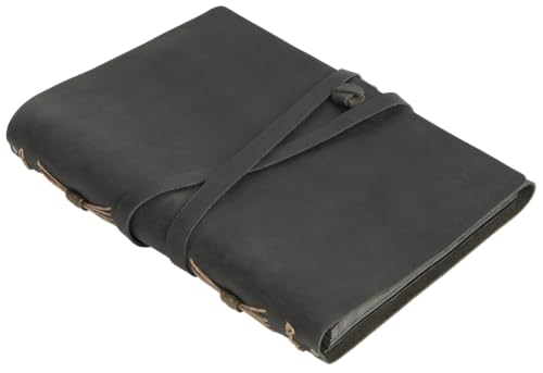 Vintage Fotoalbum aus schwarzem Leder, 60 schwarze Seiten, leder ringbuch, fotoalbum leder groß zum selbstgestalten hochzeit, scrapbook album reise, memories book, photo album für paare von GlobeeCraft