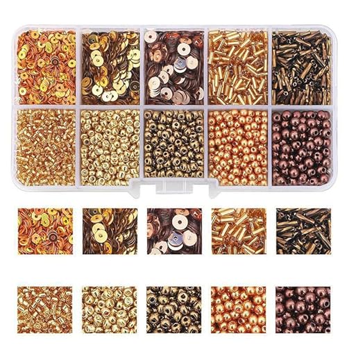 1 Box Freundschaftsarmband Herstellung Kit Gold Glas Rocailles Stiftperlen PVC schillernde Bulk Lose Pailletten für Schmuck Armband Herstellung Enthusiasten und Anfänger 1 Box Freundschaftsarmband Herstellung Kit Gold Glas Rocailles Stiftperlen PVC schillernde Bulk Lose Pailletten für Schmuck Armband Herstellung Enthusiasten und Anfänger von Globellapro