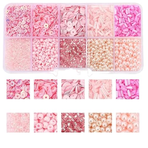 1 Box Freundschaftsarmband Herstellung Kit Rosa Glas Rocailles Stiftperlen Stiftperlen PVC schillernde Bulk Lose Pailletten für Schmuck Armband Herstellung Enthusiasten und Anfänger 1 Box Freundschaftsarmband Herstellung Kit Rosa Glas Rocailles Stiftperlen Stiftperlen PVC schillernde Bulk Lose Pailletten für Schmuck Armband Herstellung Enthusiasten und Anfänger von Globellapro