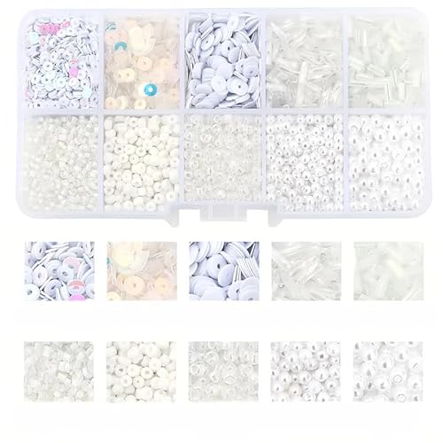1 Box Freundschaftsarmband Herstellung Kit Weiße Glas Rocailles Stiftperlen Stiftperlen PVC schillernde Bulk Lose Pailletten für Schmuck Armband Herstellung Enthusiasten und Anfänger 1 Box Freundschaftsarmband Herstellung Kit Weiße Glas Rocailles Stiftperlen Stiftperlen PVC schillernde Bulk Lose Pailletten für Schmuck Armband Herstellung Enthusiasten und Anfänger von Globellapro