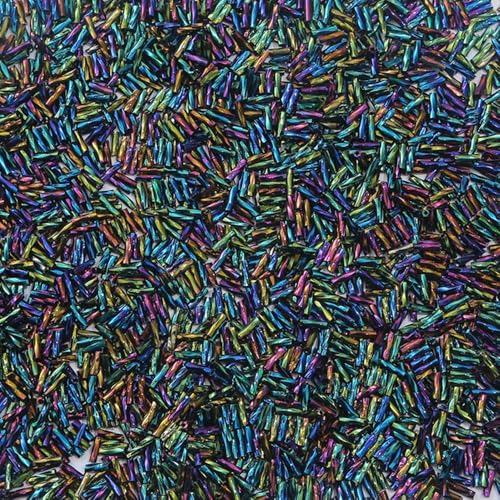 1 Packung mit 300 gedrehten Glasperlen, 2 x 6 mm, glitzernde Röhren, lose Abstandshalter, Perlen für Bastelarbeiten, Perlen, dunkelbunt von Globellapro