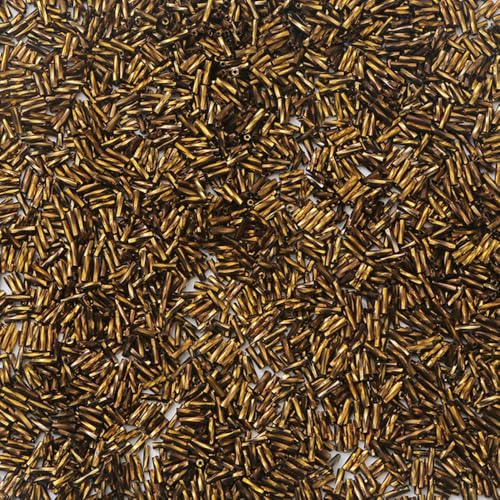 1 Packung mit 300 verdrehten Glasperlen, 2 x 6 mm, glitzernde Röhren, lose Abstandshalter, Perlen für Bastelarbeiten, Perlen, bronzefarben von Globellapro